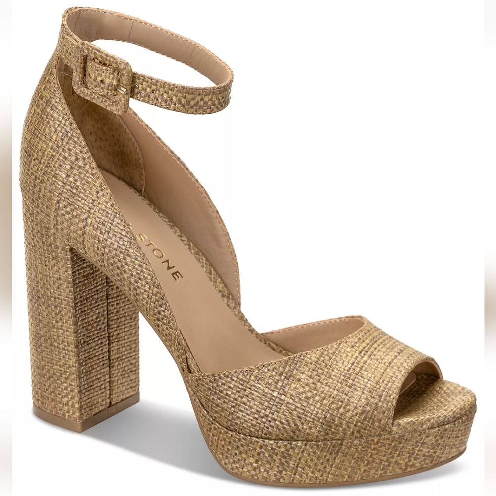 Raffia platform heels
